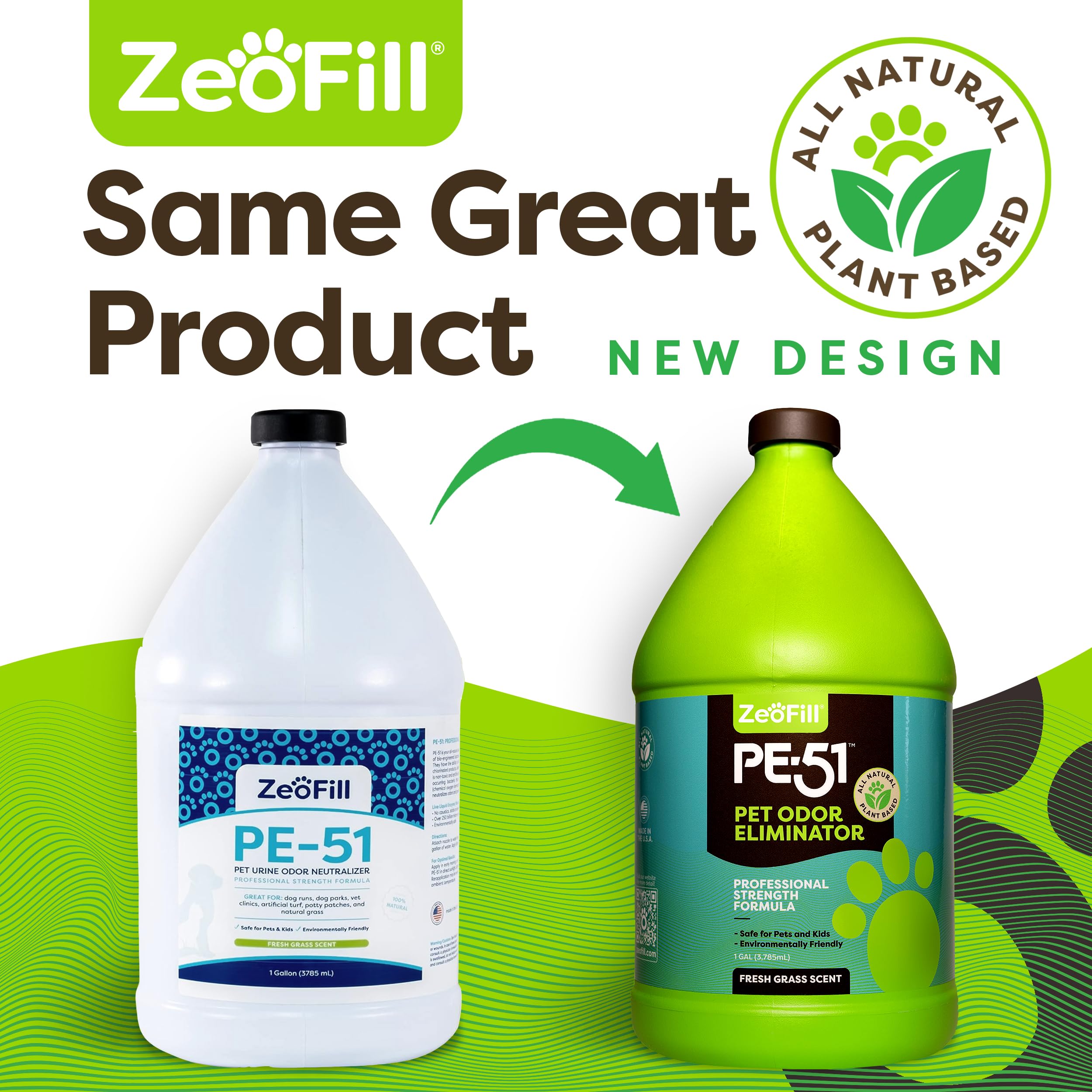 Zeofill Pe-51 Pet Urine Odor Eliminator - Professional Pet Urine Enzyme Cleaner - Pet, Turf & Yard Smell Remover, Cat & Dog Pee